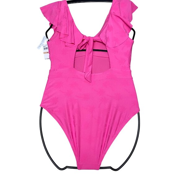 Trina Turks $162 Pink Ruffle-Front One-Piece Swimsuit Tie-Back Design 12 NWT - Picture 11 of 13